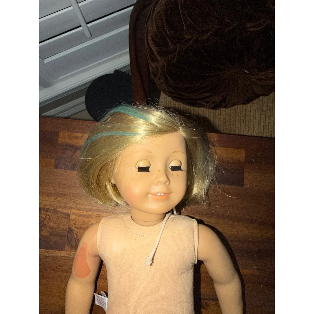 American Girl Kit Kittredge Doll 18 Inch Blonde Hair Blue Eyes Floral Dress 2008